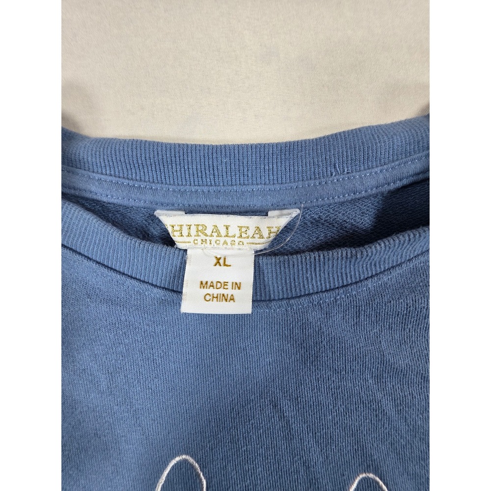 Shiraleah Chicago Lake Weekend Blue Chenille Embroidered Sweatshirt XL - Picture 5 of 7